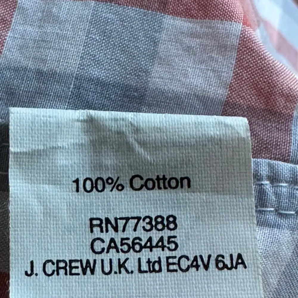 J Crew Classic Flex Casual Shirt White Red Roadmap Gingham